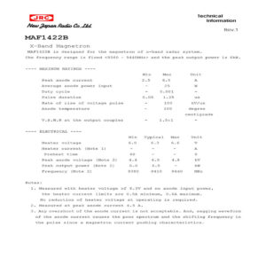 JRC MAF1422B Magnetron ship radar component