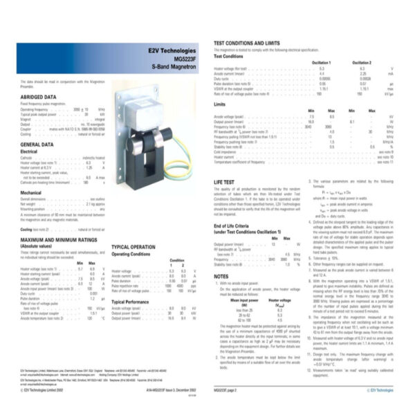 MG5223F Magnetron ship radar component